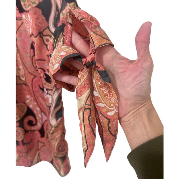 Sergio Modamare Silk Paisley Button Up Top Etno Chic Bohemian, size XL - Picture 3 of 7